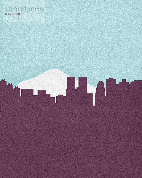 Silhouette des Berges Fuji und der Skyline von Tokio