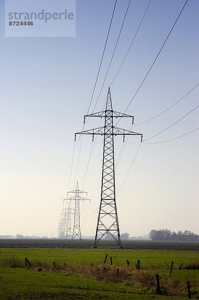 Trasse einer 110 kV-Freileitung  Stromleitung  nahe Heide  Schleswig-Holstein  Deutschland