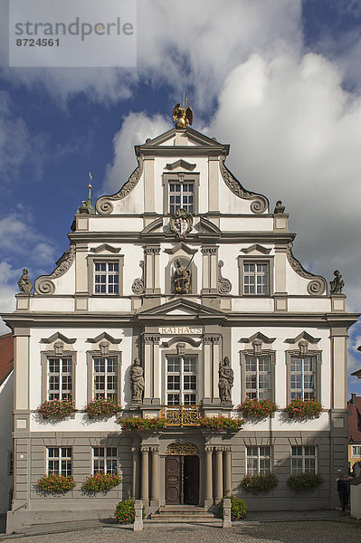 Rathaus mit der Barockfassade von 1721  Marktplatz  Wangen  Allgäu  Bayern  Deutschland