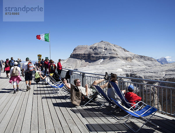 Aussichtspunkt Maria Hütte  Ausblick zum Piz Boe  Dolomiten  Provinz Trentino  Italien