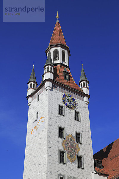 Turm Altes Rathaus  Marienplatz  München  Oberbayern  Bayern  Deutschland