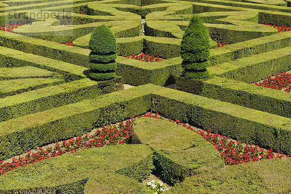 Frankreich  Palast  Schloß  Schlösser  Wahrzeichen  Garten  Ansicht  Erhöhte Ansicht  Aufsicht  heben  Zaun  Renaissance  UNESCO-Welterbe  Loiretal
