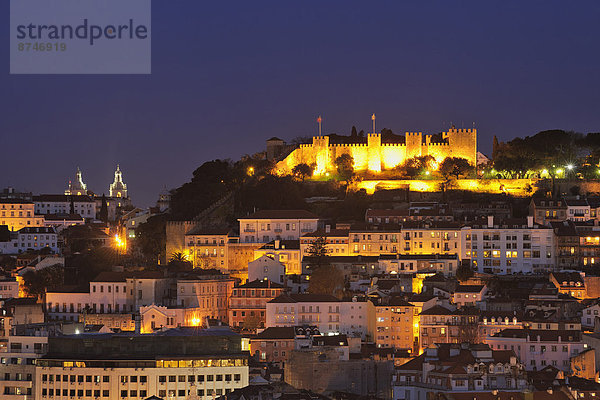 Lissabon  Hauptstadt  beleuchtet  Nacht  Portugal