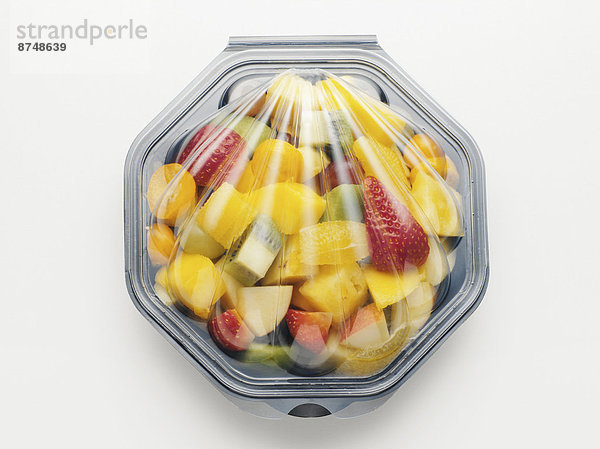 Studioaufnahme  Frucht  Salat  Kunststoff  Verpackung  Container