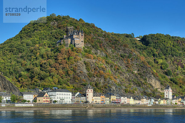 River Rhine with Katz castle  Rhineland-Palatinate  Germany