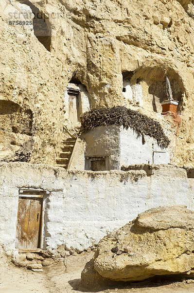 architecture building cave cave dwelling Chhoser daytime Nepal nobody outdoors rock travel photography Upper Mustang