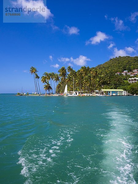 Karibik  Saint Lucia  Marigot Bay  Blick vom Meer auf den Strand