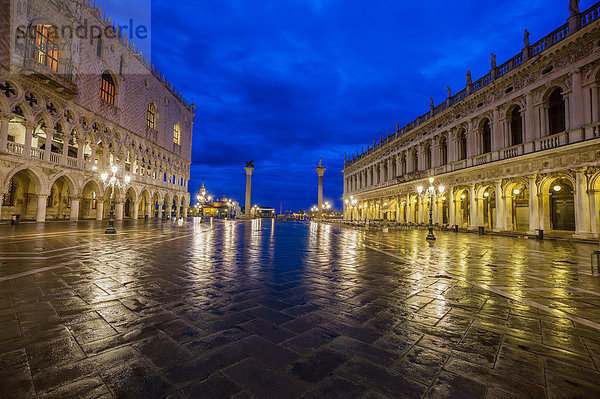 Italy  Venice  St Mark's Square with Doge's Palace at night