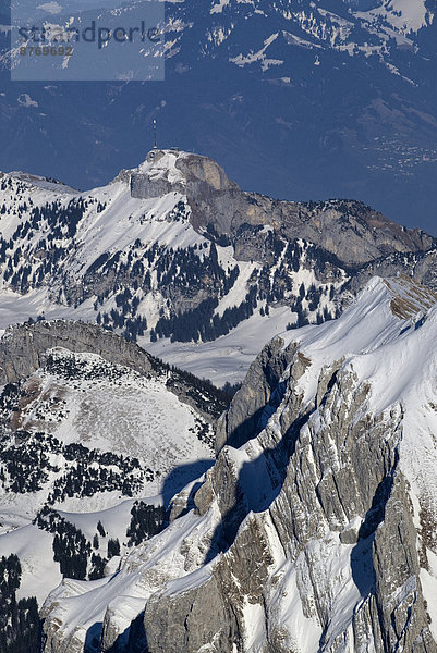 Switzerland  Canton of Appenzell Ausserrhoden  Appenzell Alps  View to Hoher Kasten mountain