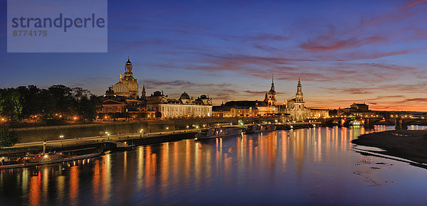 Germany  Saxony  Dresden  view to Elbe river and Dresden skyline at sunset
