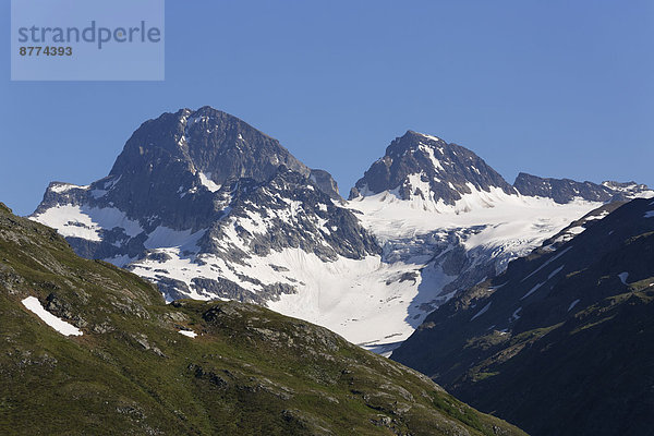 Österreich  Vorarlberg  Großer und kleinerer Piz Buin mit Ochsentaler Gletscher und Sivretta-Gruppe