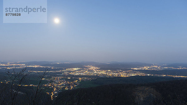 Europa  Nacht  Beleuchtung  Licht  Mond  Ansicht  Kanton Aargau  Schweiz