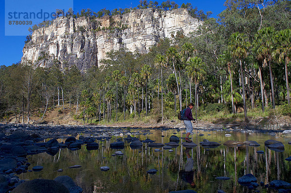 Nationalpark  überqueren  Frau  Abenteuer  Bach  Australien  Carnarvon  Kreuz  Queensland