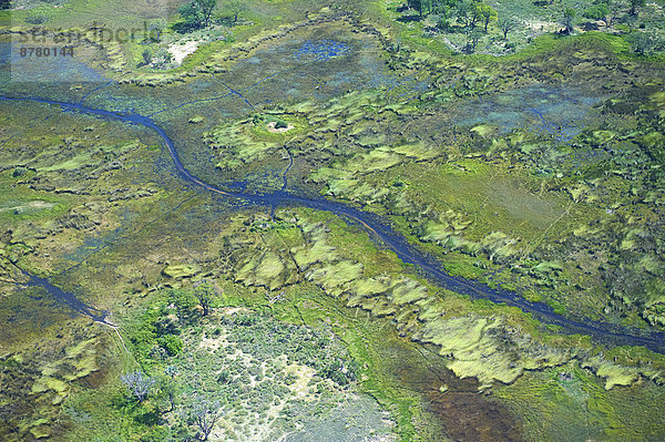 Landschaftlich schön  landschaftlich reizvoll  fließen  Fluss  Ansicht  Flussdelta  Delta  Luftbild  Fernsehantenne  Afrika  Botswana