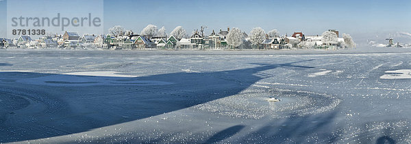 Wasser  Europa  Schnee  Winter  Großstadt  Eis  Fluss  Dorf  Niederlande  gefroren