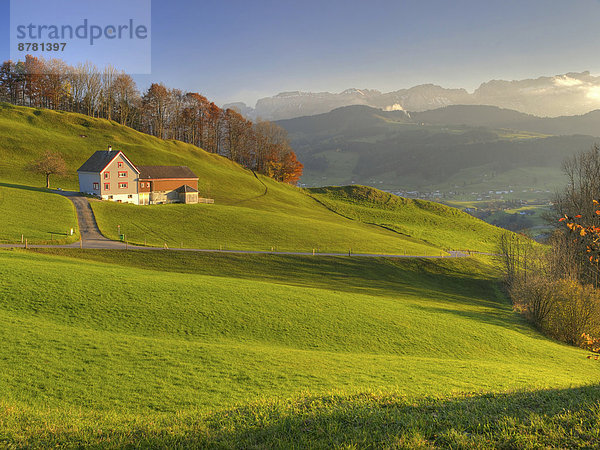 Landschaftlich schön  landschaftlich reizvoll  Europa  Berg  Landschaft  Landwirtschaft  Bauernhof  Hof  Höfe  Herbst  Wiese  Schweiz