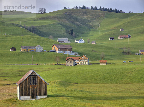 Landschaftlich schön  landschaftlich reizvoll  Europa  Landschaft  Hügel  Landwirtschaft  Bauernhof  Hof  Höfe  Herbst  Wiese  Schweiz