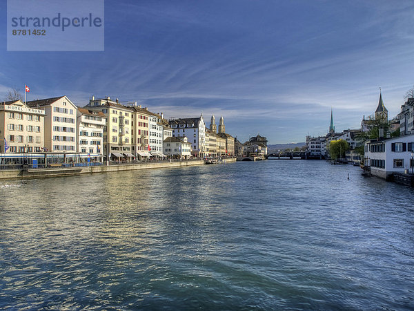 Wasser  Europa  Boot  fließen  Fluss  Kirche  Schweiz  Zürich