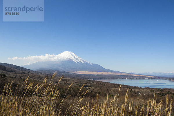 Panorama  durchsichtig  transparent  transparente  transparentes  Reise  See  Berg  Tourismus  Fuji  Asien  Japan  Schnee