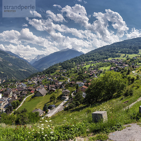 Europa  Berg  Sommer  Hügel  Stadt  Dorf  Ansicht  Schweiz