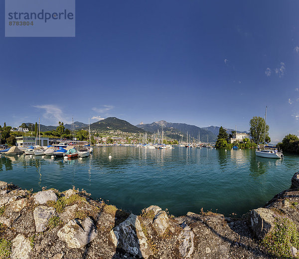 Wasser  Hafen  Europa  Berg  Sommer  Landschaft  See  Boot  Schiff  Montreux  Schweiz