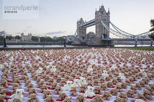 Bär  zeigen  London  Hauptstadt  Brücke  Hintergrund  Teddy  Teddybär  Themse  London Borough of Southwark  England