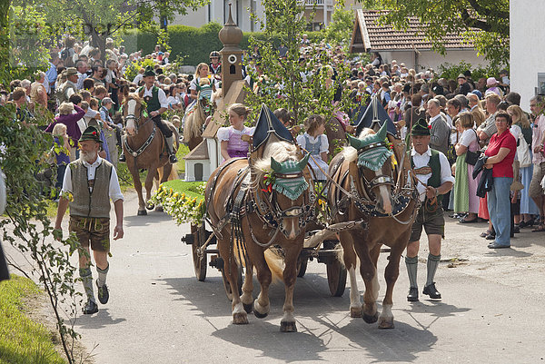 Europa  Tradition  Kunst  Kultur  Dekoration  Tracht  sticken  reiten - Pferd  Bayern  Deutschland  mitfahren  Geschicklichkeit  Oberbayern