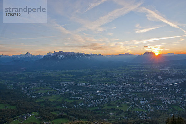 Panorama  Berg  Sonnenuntergang  Stadt  Großstadt  Österreich  Stimmung  Salzburg