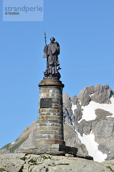 Bernhardiner  Europa  Skulptur  Spiegelung  See  Kunst  Statue  Säule  Grenze  Bronze  Italien  schweizerisch  Schweiz