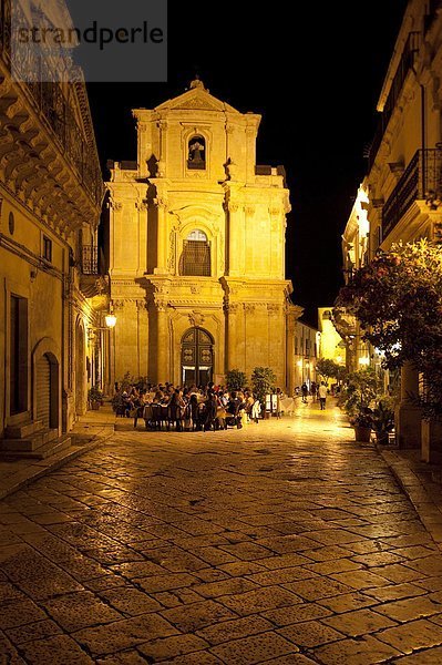 Nacht Kirche Fassade Hausfassade Italien Sizilien