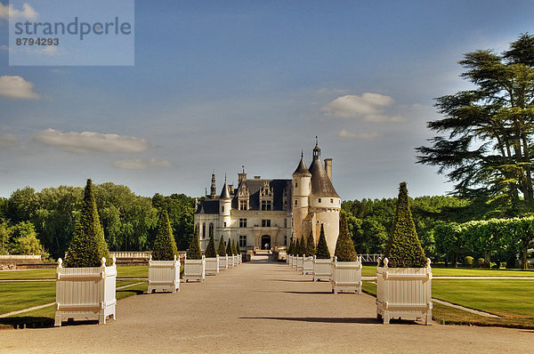 Schloss Chenonceau  Wasserschloss  16. Jahrhundert  Chenonceaux  Département Indre-et-Loire  Region Centre  Frankreich