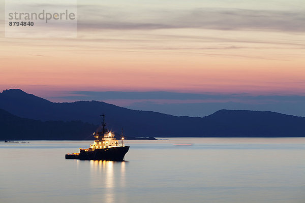 Frankreich Sonnenuntergang Boot Heiligtum Korsika