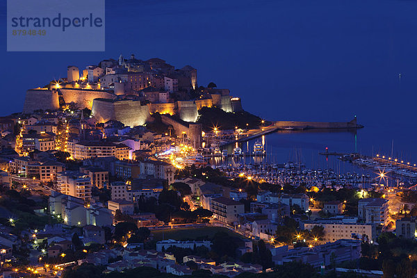 Frankreich Nacht Stadt Ansicht Calvi Korsika