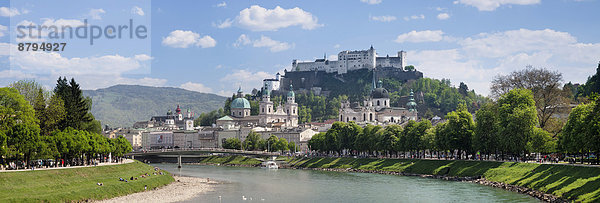 Altstadt von Salzburg mit Festung Hohensalzburg und Salzburger Dom  Salzburg  Salzburger Land  Österreich