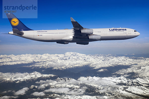Lufthansa Airbus A330-343 im Flug über Bergen  Schweiz