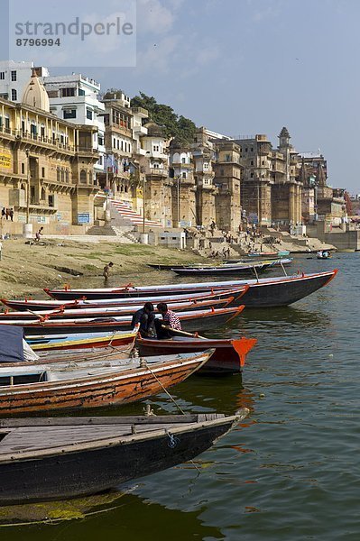 Großstadt  Boot  Fluss  Heiligkeit  Ganges  ghat  Varanasi  Indien