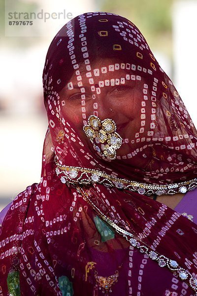 Frau  Dorf  Indianer  jung  Schleier  Bescheidenheit  hübsch  Rajasthan