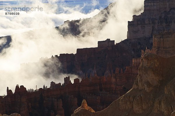 Vereinigte Staaten von Amerika  USA  Gegenlicht  Wolke  Morgen  früh  Nordamerika  umgeben  Temperatur  rot  Bryce Canyon Nationalpark  Utah