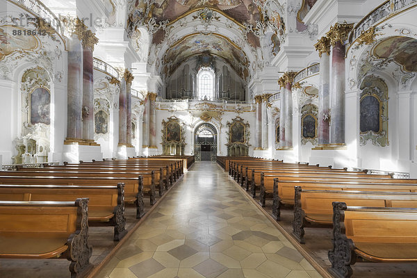 Innenraum der Klosterkirche Zwiefalten  Baden-Württemberg  Deutschland