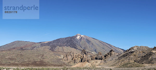 Vulkanlandschaft  Hochebene Llano de Ucanca mit Pico del Teide  3718m  Parque Nacional de las Cañadas del Teide  Teide-Nationalpark  UNESCO Weltnaturerbe  Teneriffa  Kanarische Inseln  Spanien