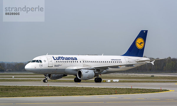 'Der Airbus A319-100 ''Schweinfurt'' der Deutschen Lufthansa AG  Flughafen München  München  Oberbayern  Bayern  Deutschland'