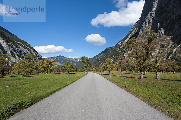 Österreich  Tirol  Alpenpark Karwendel  Straße durch den großen Ahornboden