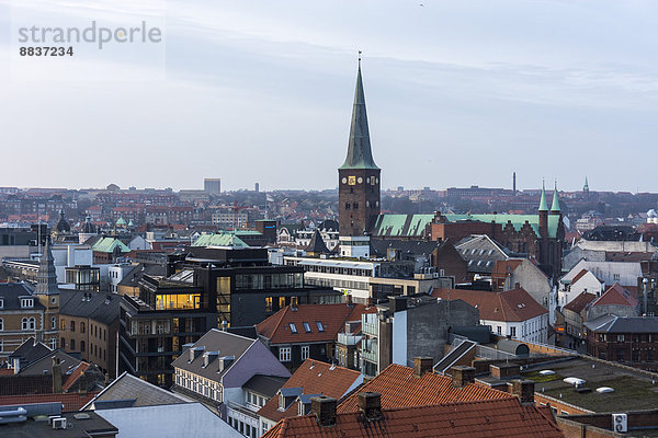 Dänemark  Aarhus  Blick auf die Dächer des Stadtzentrums  Blick von oben