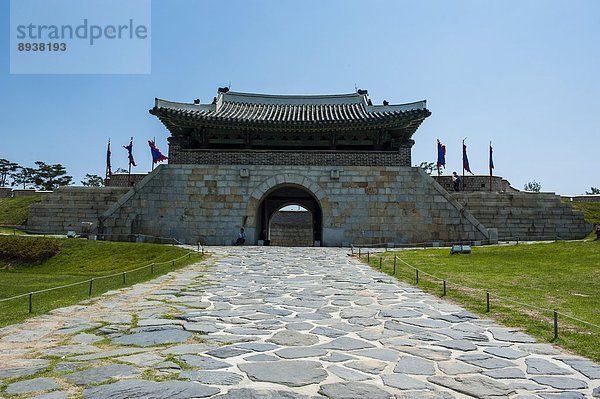 Steinmauer  Festung  groß  großes  großer  große  großen  UNESCO-Welterbe  Asien  Südkorea
