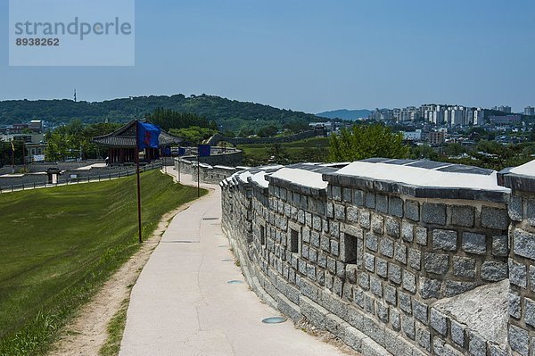 Steinmauer  Festung  groß  großes  großer  große  großen  UNESCO-Welterbe  Asien  Südkorea