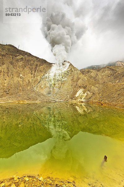 grün  See  Vulkan  Wasserdampf  Südostasien  Krater  Asien  Indonesien  Java