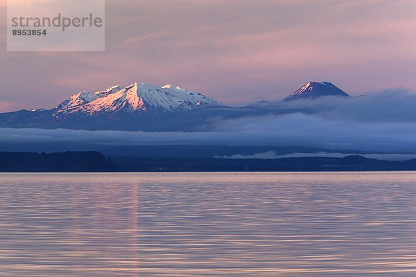 Morgendämmerung  See  Pazifischer Ozean  Pazifik  Stiller Ozean  Großer Ozean  Berg  neuseeländische Nordinsel  Neuseeland