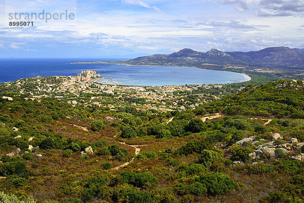 Frankreich Stadt Ansicht Bucht Calvi Korsika