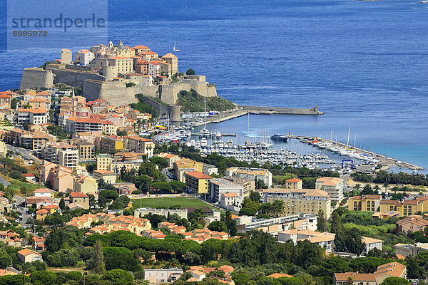 Fischereihafen Fischerhafen Frankreich Stadt Ansicht Calvi Zitadelle Korsika