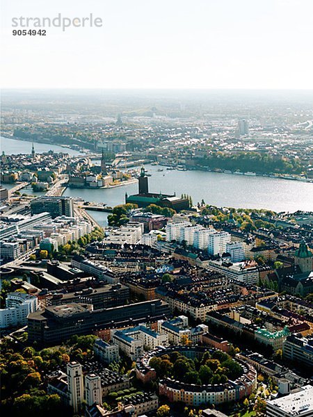 Stockholm  Hauptstadt  Halle  Großstadt  Ansicht  Luftbild  Fernsehantenne  Schweden